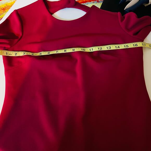 Calvin Klein Bell Long SleeveOpen Back Shift Dress Size 4 Burgundy - Picture 5 of 7